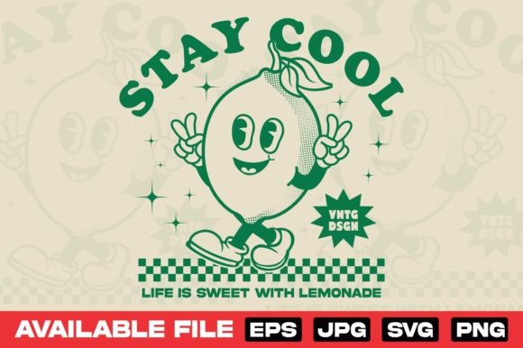 Retro Lemon Cartoon Character Design: Graphics & T-Shirt Designs