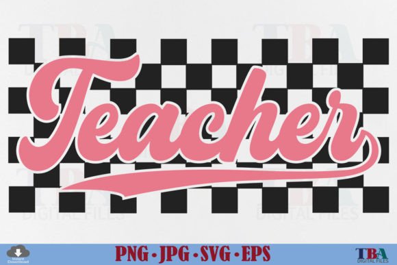 Teacher Checkered SVG: Retro Graphics & T-Shirt Designs