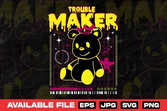 Trouble Maker Bear Doll Urban Design Graphics